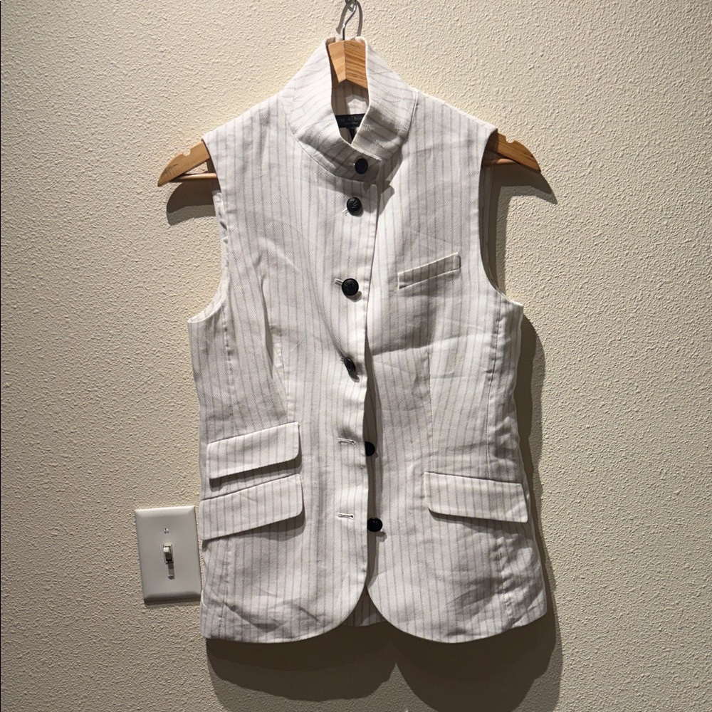 rag & bone White Striped Sleeveless Vest
